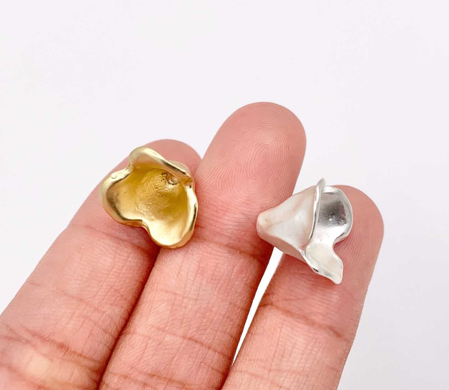 13x10mm Pewter Cute Bead Cap Bulk Order in Matte Gold, Matte Silver, Antique Silver and Brass