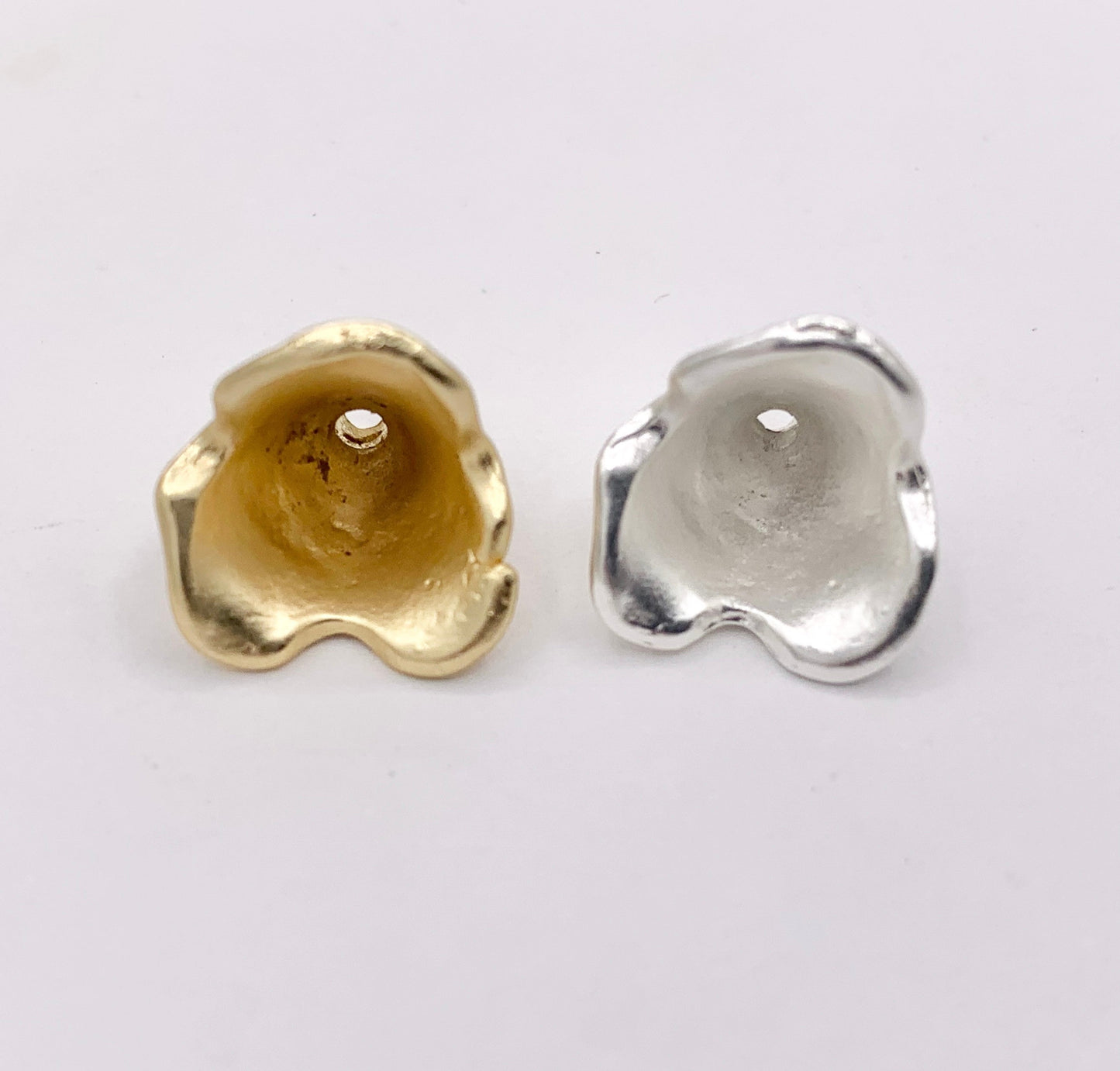 13x10mm Pewter Cute Bead Cap Bulk Order in Matte Gold, Matte Silver, Antique Silver and Brass