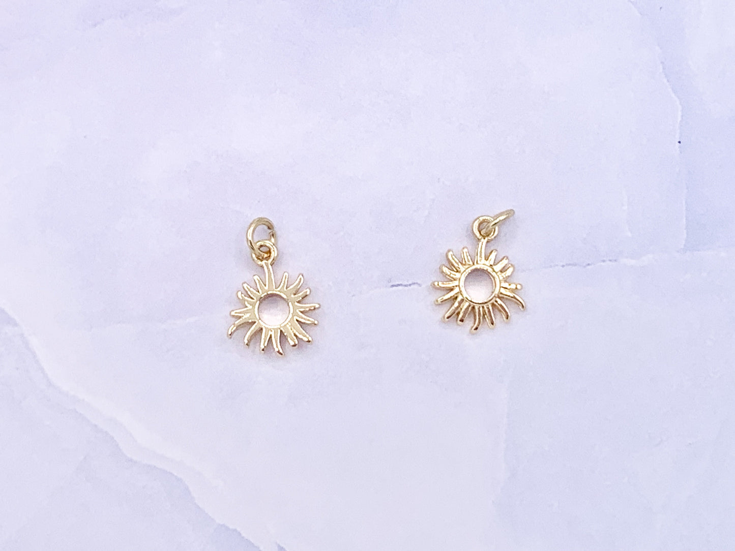Tiny Cute Sunburst Sun Burst Charms plated in 18K Gold Copper Base 10 pcs