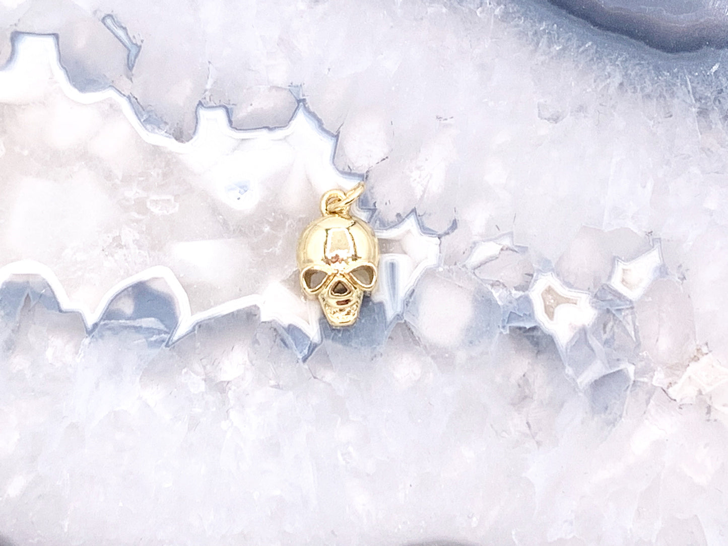 Tiny Skull Charms plated in 18K Gold Copper Base 10pcs