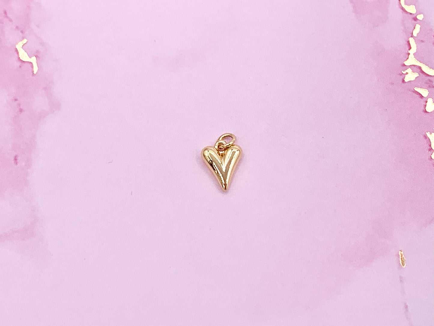 Tiny Cute Heart Charms plated in 18K Gold Copper Base 10 pcs