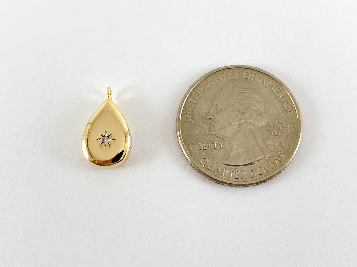 Real Gold 18K Plated Micro CZ  Pave Teardrop Charm Over Brass 8PCS