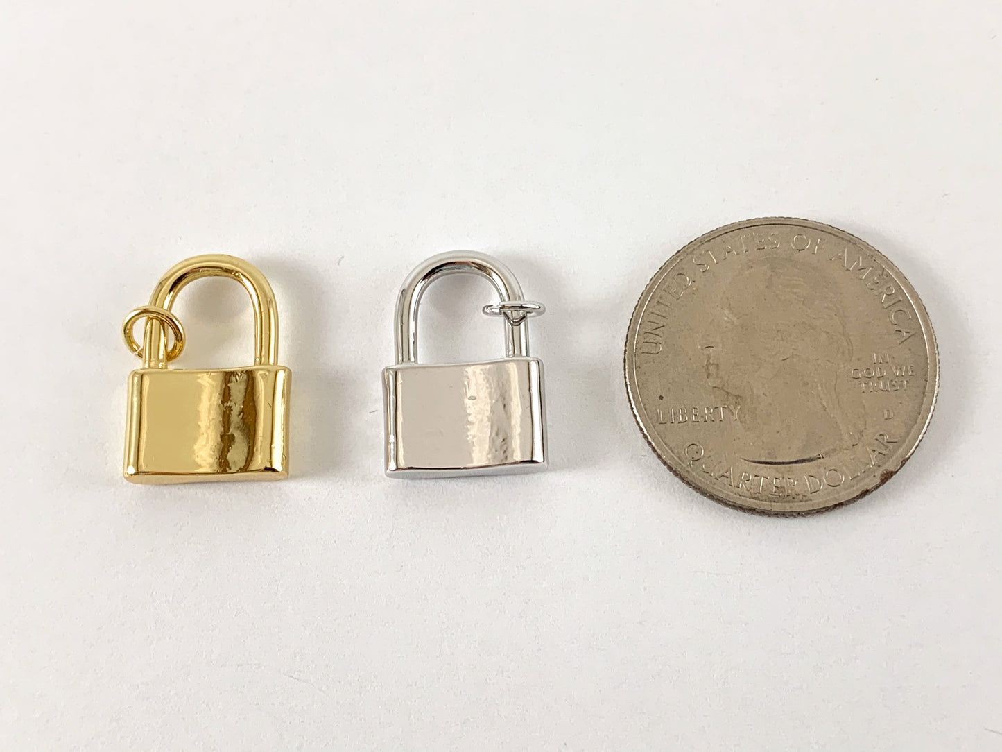 Real Gold 18K Plated Lock Charms Over Brass 10PCS