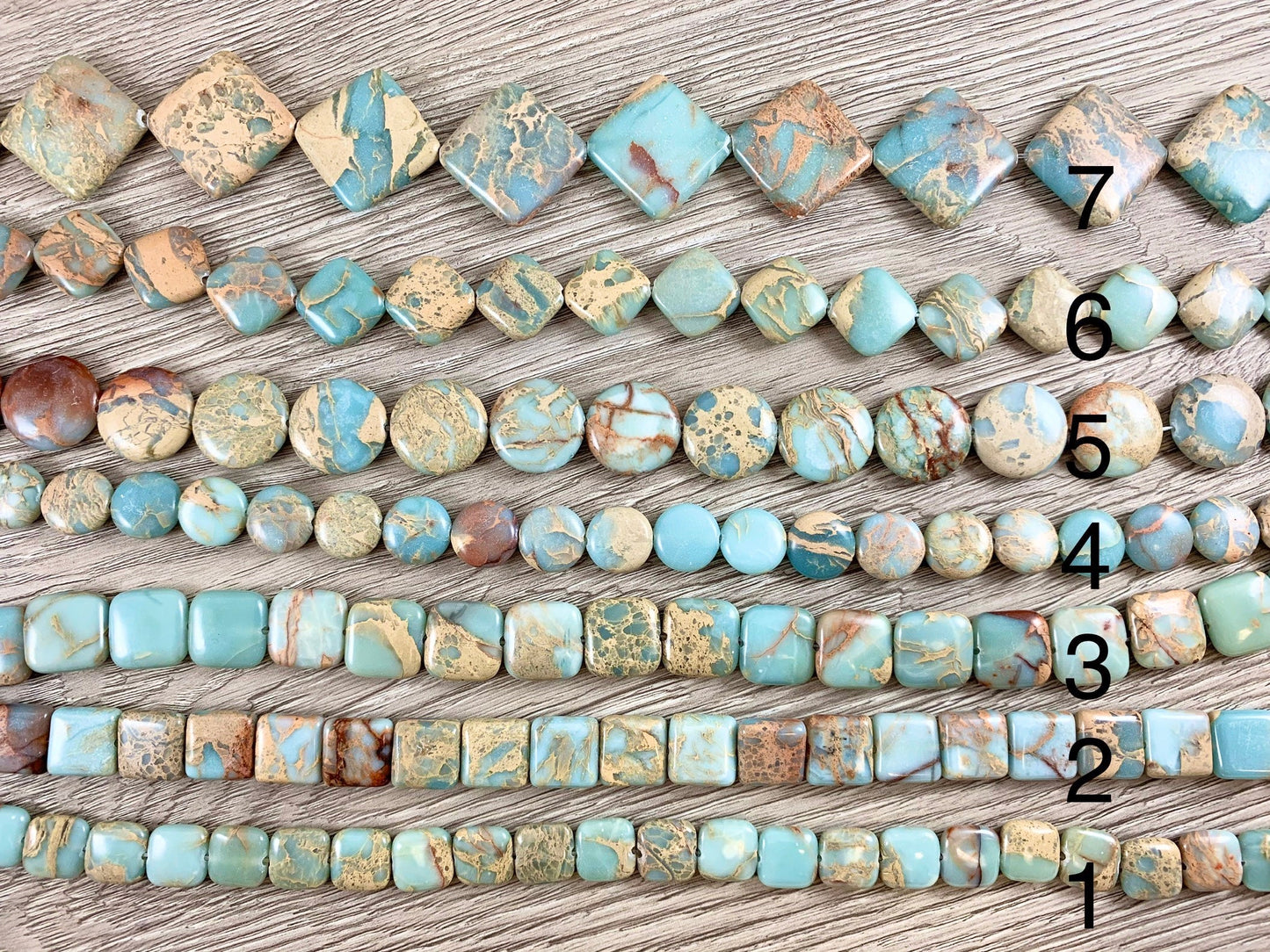Aqua Terra Jasper Square Coin Diamond Flat Gemstone Beads