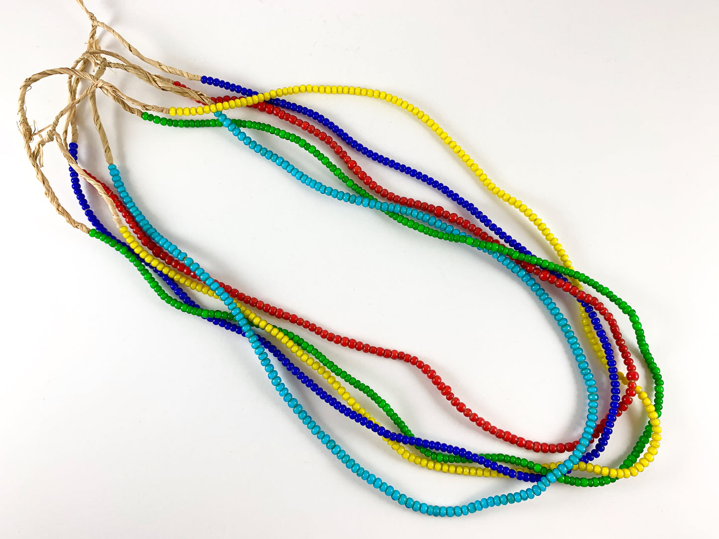 Ghana White Heart Glass Beads From Africa - 1 strand