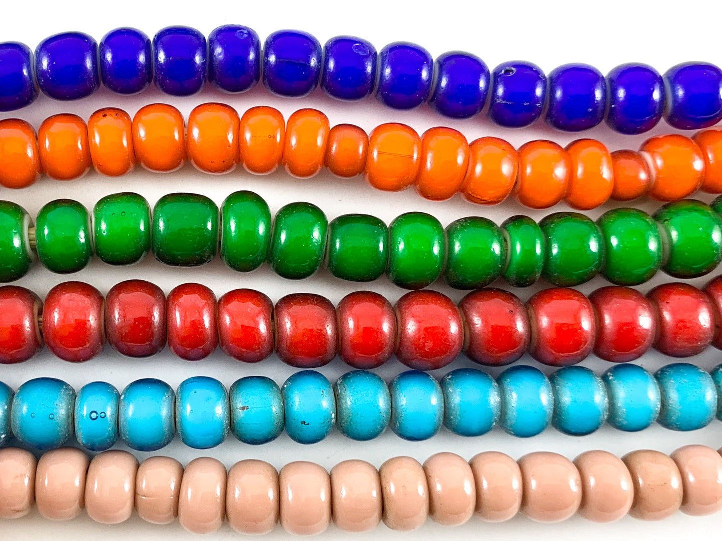 Ghana White Heart Glass Beads From Africa- 1 strand