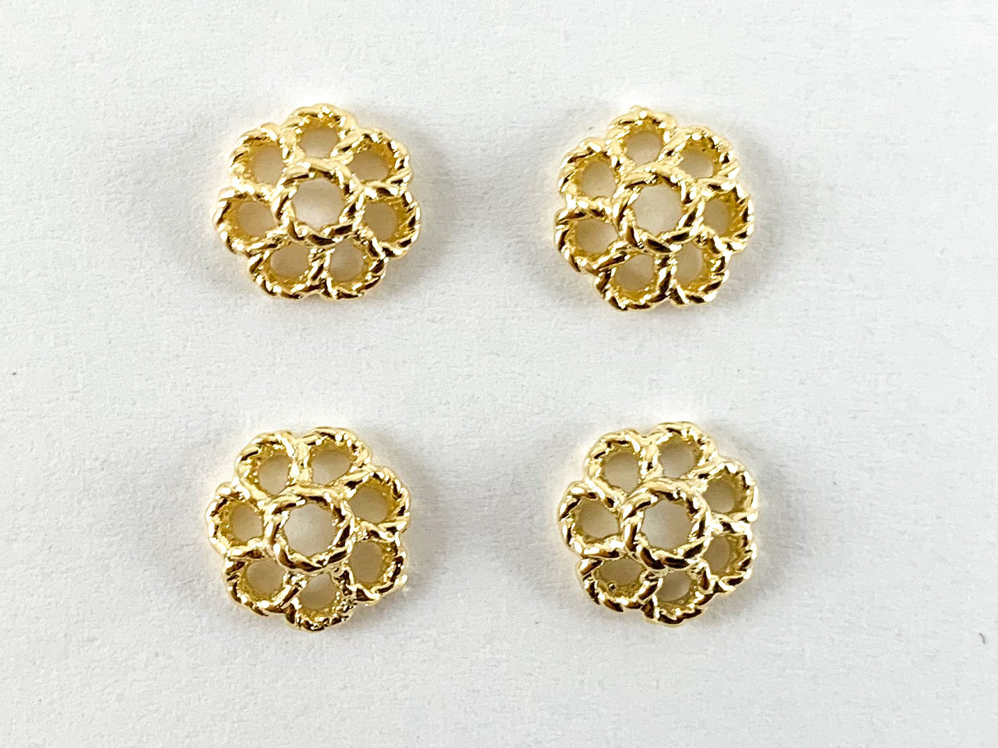 18K Gold Plated Flower Bead Caps 8mm 50PCS