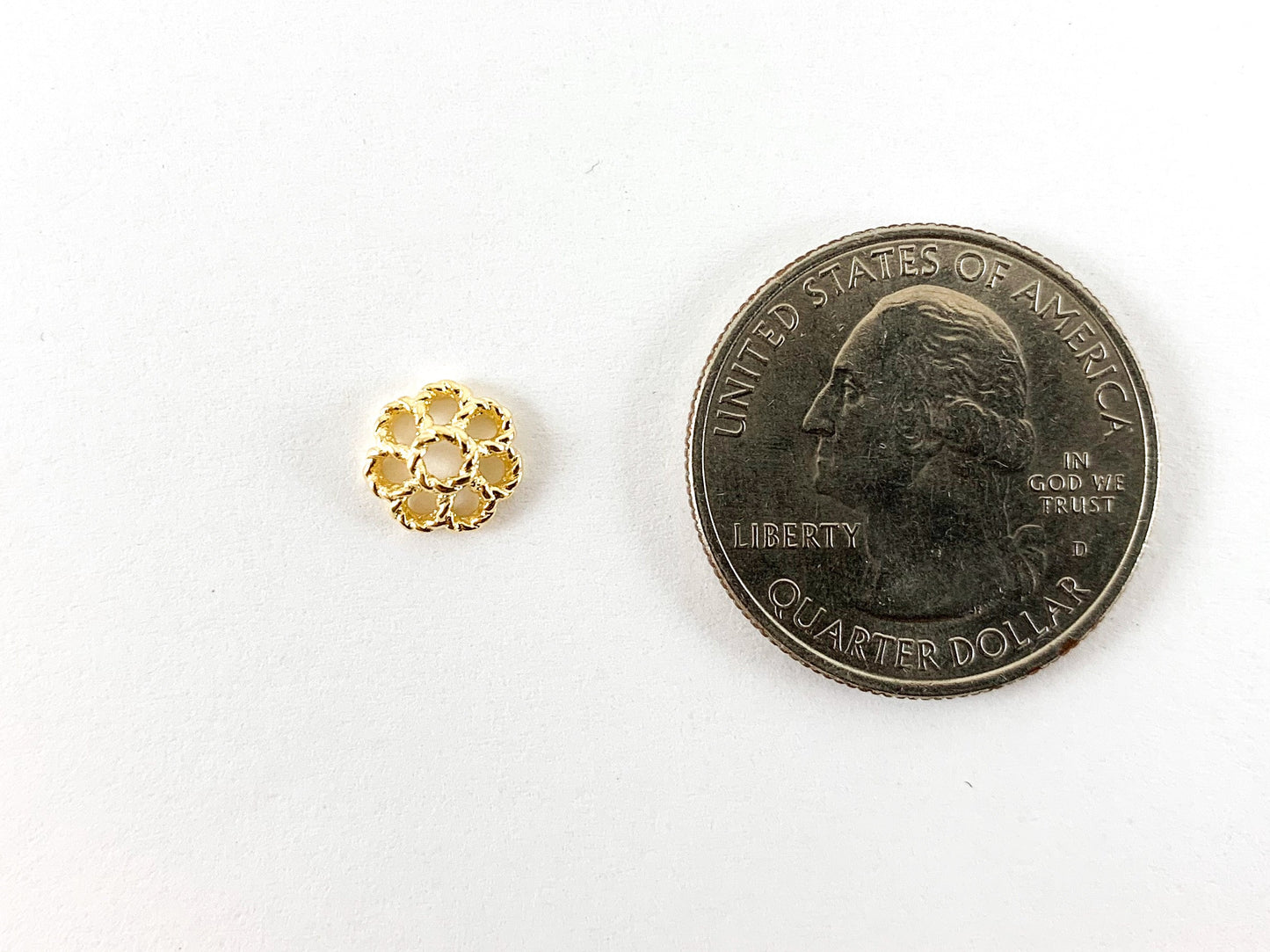 18K Gold Plated Flower Bead Caps 8mm 50PCS