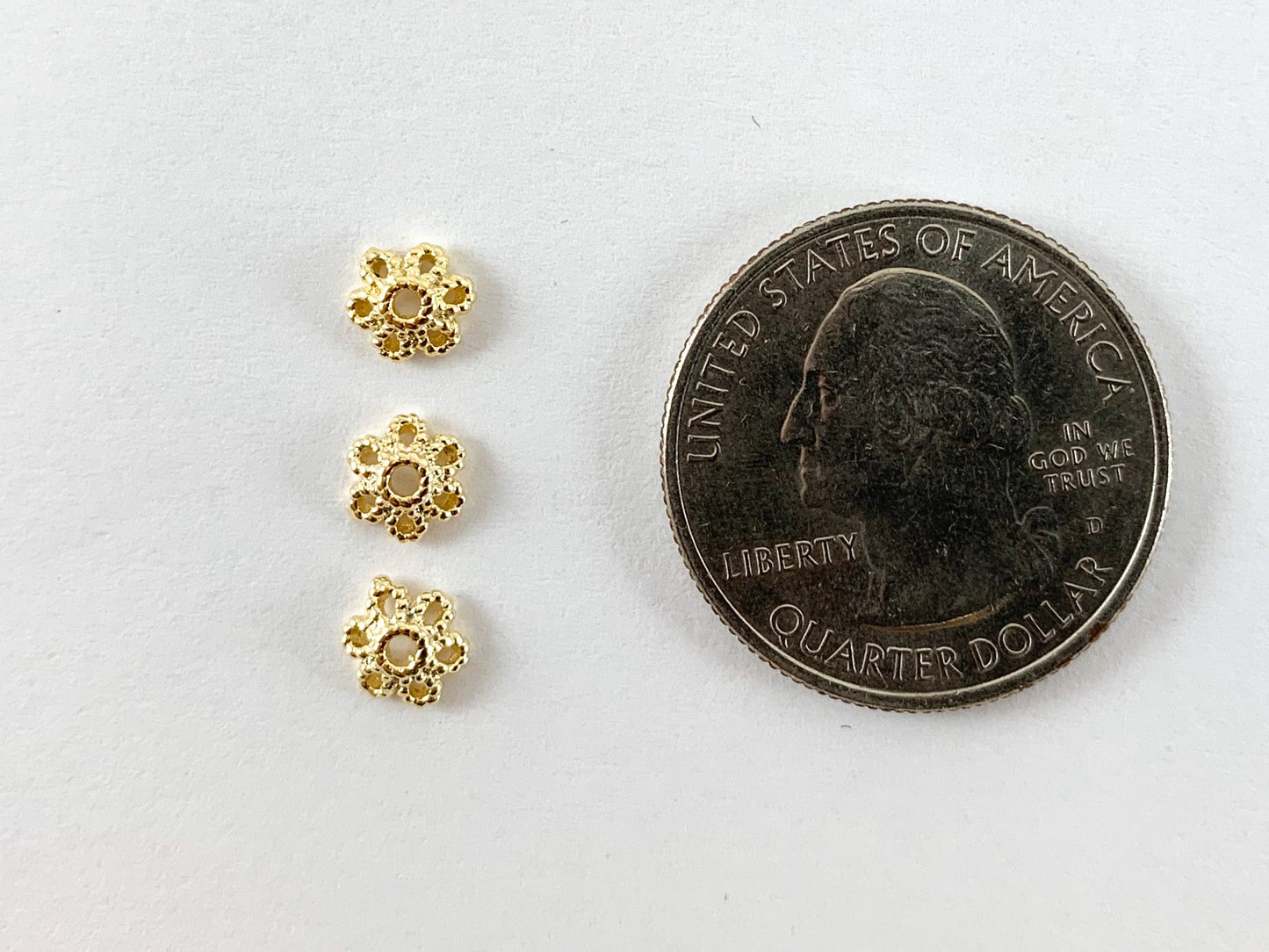 18K Gold Plated Flower Bead Caps 6mm 50PCS
