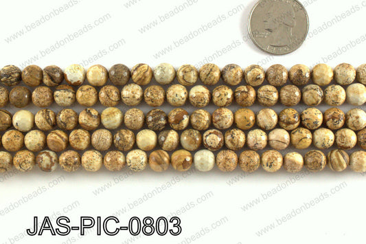 Picture Jasper faceted round 8mm JAS-PIC-0803