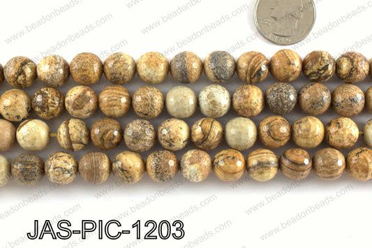 Picture Jasper faceted round 12mm JAS-PIC-1203