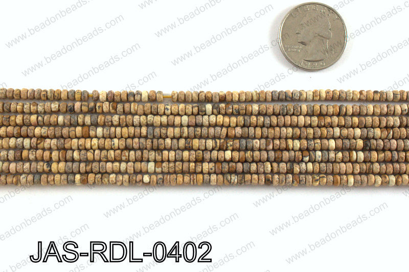 Picture Jasper faceted matte Rondelle 4mm JAS-RDL-0402