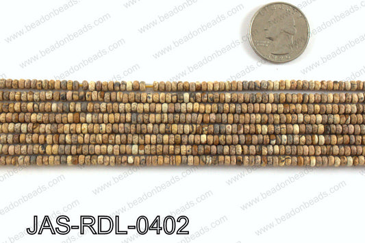 Picture Jasper faceted matte Rondelle 4mm JAS-RDL-0402