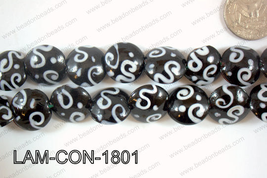 Lampwork Coin 18mm Black/White LAM-CON-1801
