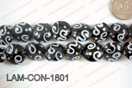 Lampwork Coin 18mm Black/White LAM-CON-1801