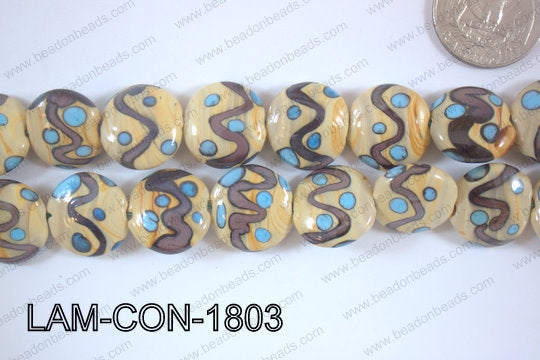 Lampwork Coin 18mm yellow/blue LAM-CON-1803