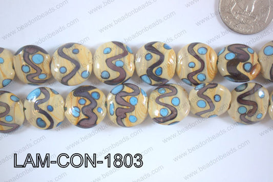 Lampwork Coin 18mm yellow/blue LAM-CON-1803