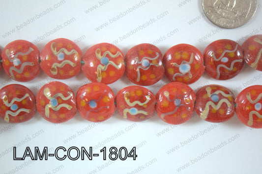 Lampwork Coin 18mm Red LAM-CON-1804