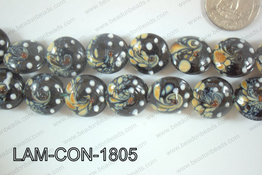 Lampwork Coin 18mm Black LAM-CON-1805