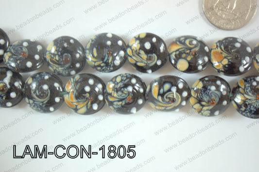 Lampwork Coin 18mm Black LAM-CON-1805