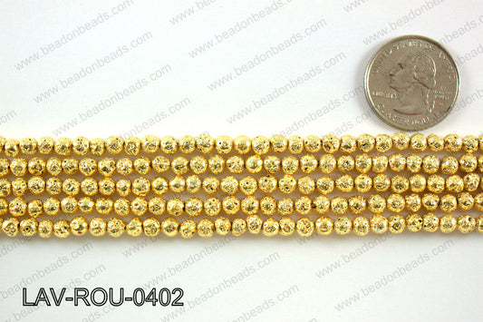 Electroplated Lava Round 4mm, Gold LAV-ROU-0402
