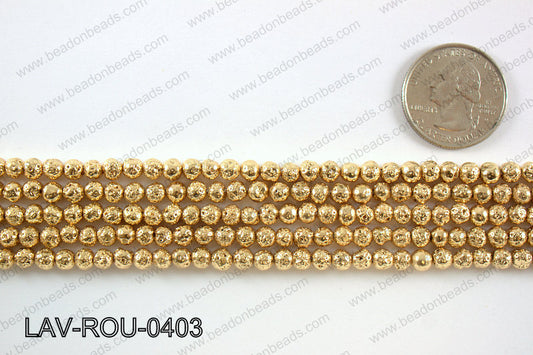 Electroplated Lava Round 4mm, Light gold LAV-ROU-0403