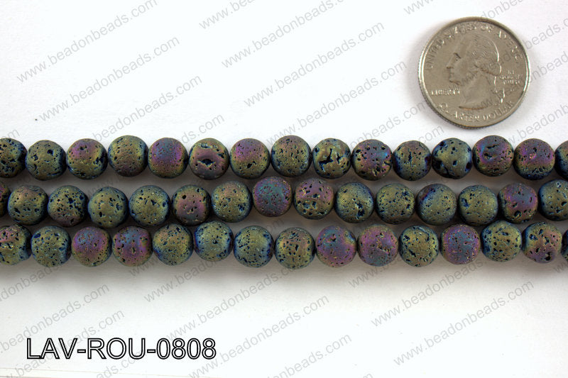 Metallic Coated Lava Round 8mm LAV-ROU-0808