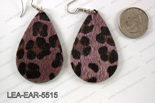 Imitation leather teardop earrings 55x35mm LEA-EAR-5515