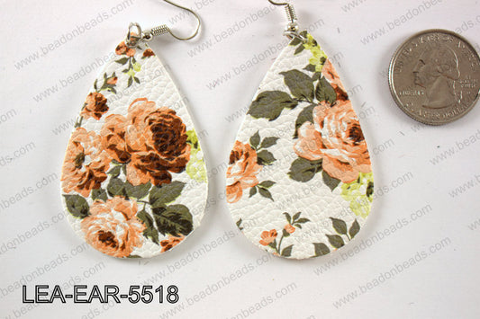 Imitation leather teardop earrings 55x35mm LEA-EAR-5518