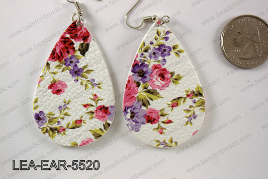 Imitation leather teardop earrings 55x35mm LEA-EAR-5520