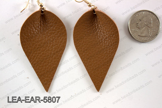 Leather leaf earrings 58x35mm LEA-EAR-5807