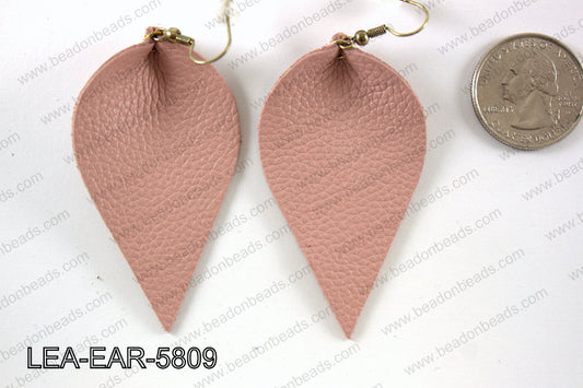 Leather leaf earrings 58x35mm LEA-EAR-5809