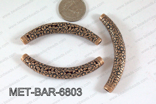 Metal Filligree Bar with Flowers Copper 49x29mm MET-BAR-6803