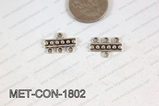 3 Hole Connector Silver 18x13mm MET-CON-1802
