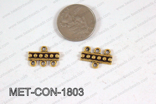 3 Hole Connector Gold 18x13mm MET-CON-1803