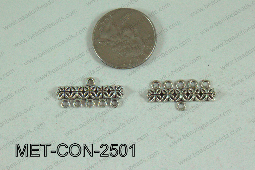 5 Hole Connector Silver 25x12mm MET-CON-2501