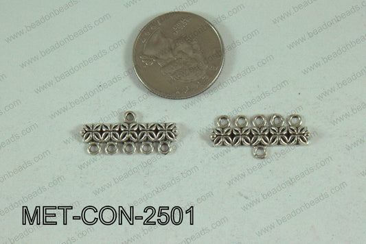 5 Hole Connector Silver 25x12mm MET-CON-2501
