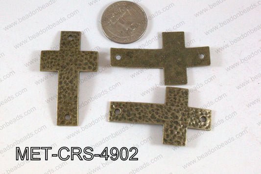 Hammered Metal Cross Connector Bronze 49x29mm MET-CRS-4902