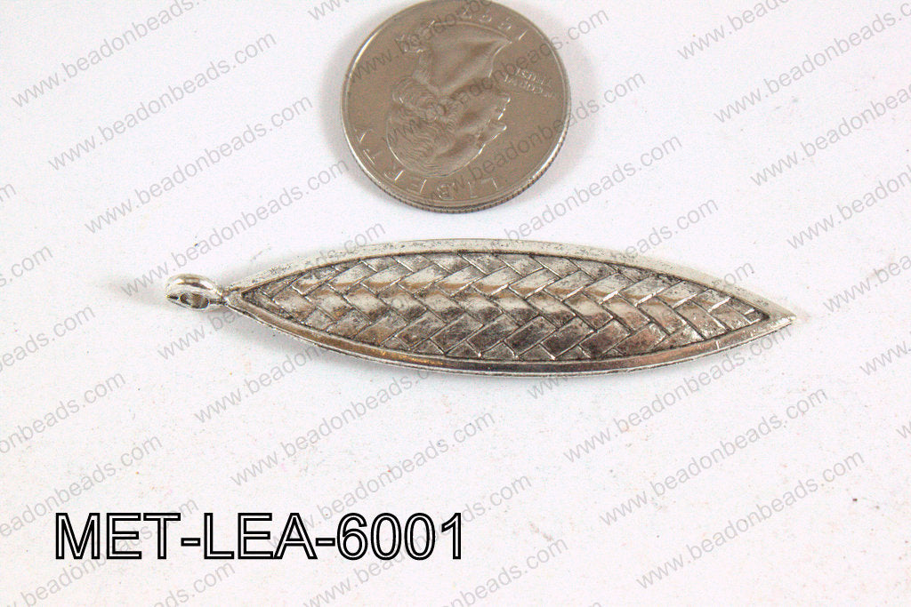 Leaf Pendant Silver 60x15mm MET-LEA-6001