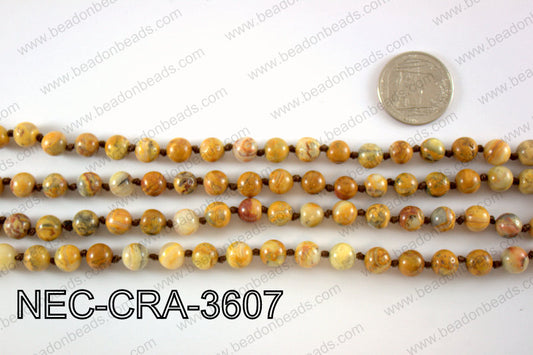 KNOTTED 8MM CRAZYLACE AGATE NECKLACE NEC-CRA-3607