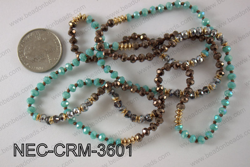 4mm crystal with metal spacer necklace NEC-CRM-3601