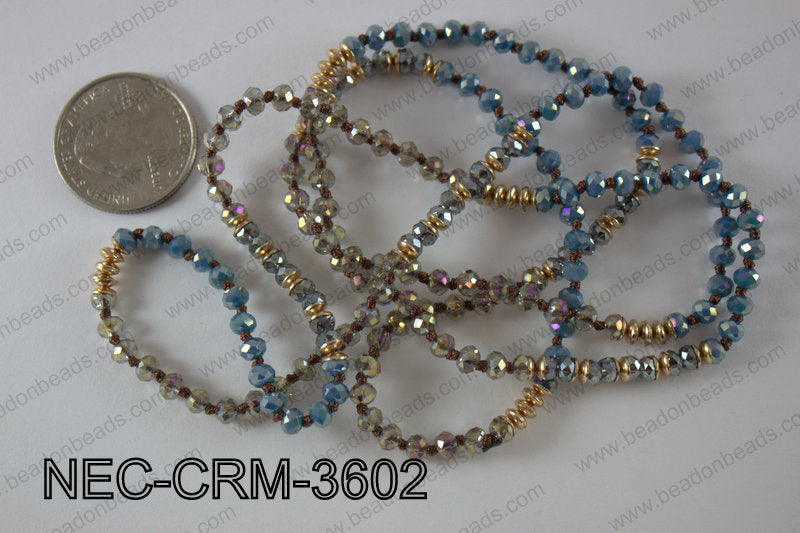 4mm crystal with metal spacer necklace NEC-CRM-3602