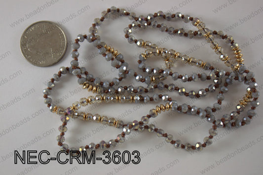 4mm crystal with metal spacer necklace NEC-CRM-3603