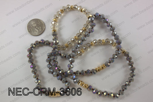 8mm crystal with metal spacer necklace NEC-CRM-3606