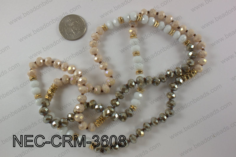 8mm crystal with metal spacer necklace NEC-CRM-3608