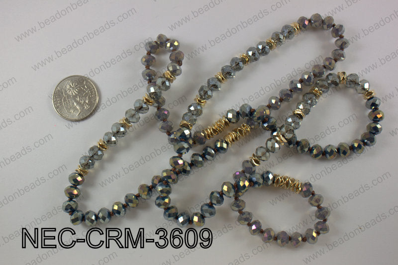 8mm crystal with metal spacer necklace NEC-CRM-3609