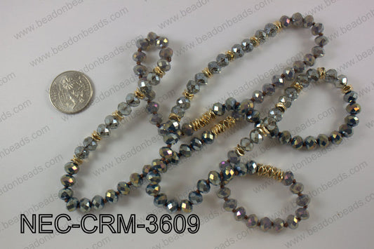 8mm crystal with metal spacer necklace NEC-CRM-3609