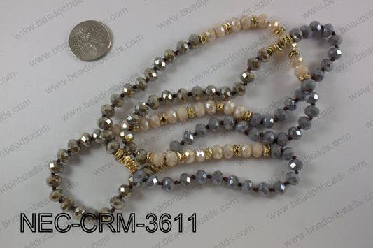 8mm crystal with metal spacer necklace NEC-CRM-3611