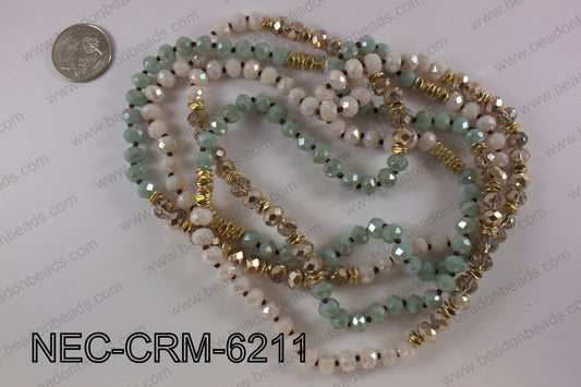 8mm crystal with metal spacer necklace NEC-CRM-6211