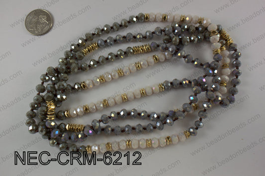 8mm crystal with metal spacer necklace NEC-CRM-6212